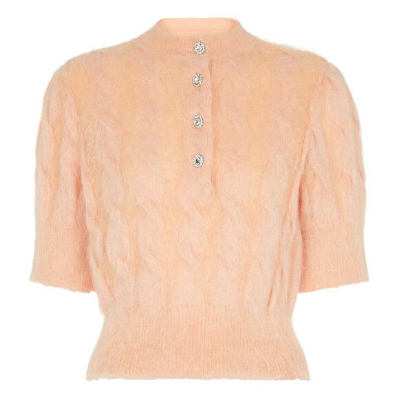 Paco Rabanne Mohair and wool-blend cardigan - 0 - Rose Salmon Torsade - Picture 1 of 5